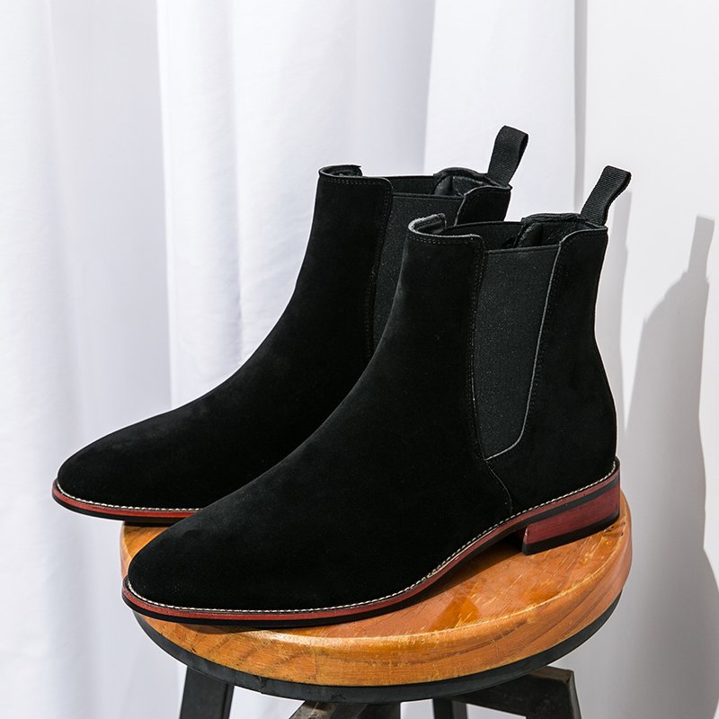Classical Fashion Pure Color Outdoor Boots Genuine Leather Men's Casual Chelsea Suede Ankle Boots