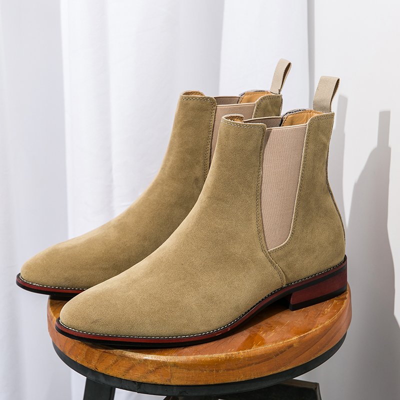 Classical Fashion Pure Color Outdoor Boots Genuine Leather Men's Casual Chelsea Suede Ankle Boots