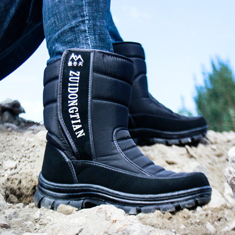 Medium High Top Winter Shoes Cheap Versatile Fashionable Snow Boots Are Comfgold Silver Metalhable Wholesale Men's Black Cotton