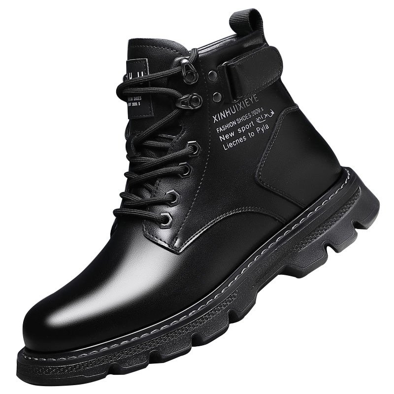 The new autumn and winter men's boots Korean version of the velvet warm mid-high-top Martin boots