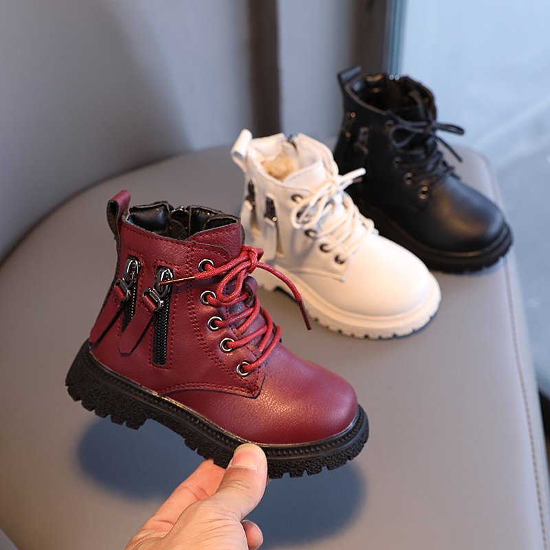 Classic Style Unisex Double Zip Boots Children Ankle Boots Baby Kids Winter Warm Work Booties