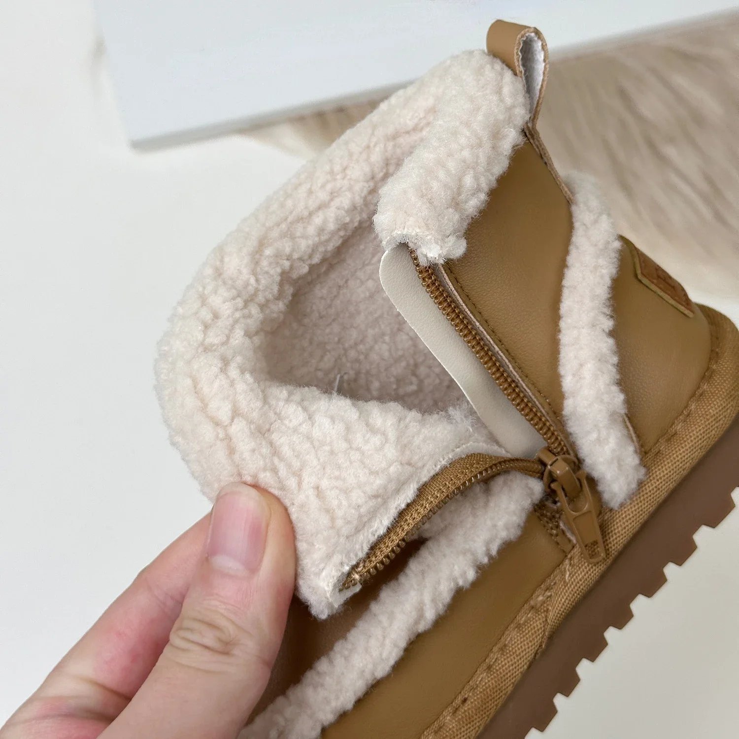 Winter Children's Boys Girls Genuine Leather Short Snow Boots Kids Toddler Baby Luxury Outdoor Fleece Warm Boots