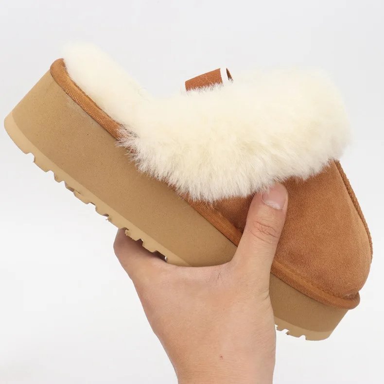 Snow Boots Platform Sole Fluffy Slippers Luxury Designer Winter Keep Warm Cotton Boots
