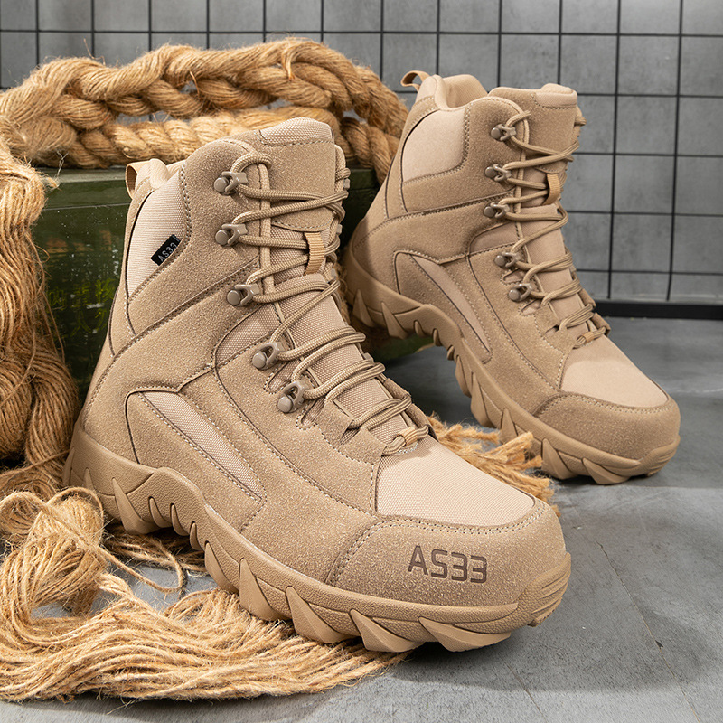 Outdoor Combat and Climbing Waterproof Tactical Boots Men's High Sneakers Desert Hiking Rubber Designs