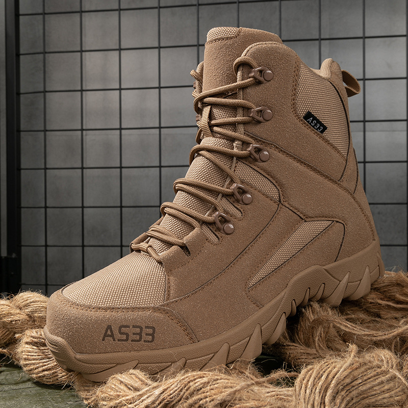 Outdoor Combat and Climbing Waterproof Tactical Boots Men's High Sneakers Desert Hiking Rubber Designs