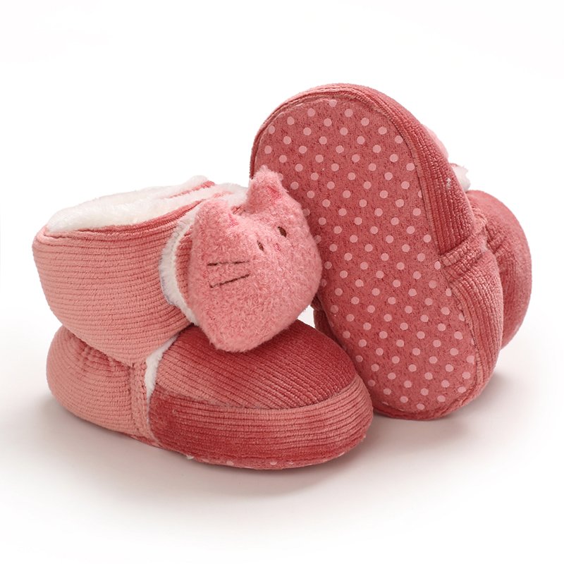 Christmas gifts Indoor Crib Shoes Cute fox penguin Corduroy fabric and plush lining Soft cotton sole Baby boots winter