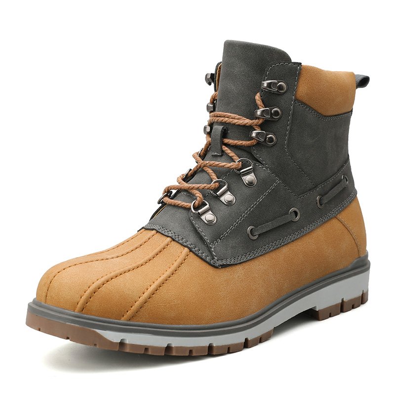 Hot Selling Latest Designs Products Shoes British Style Men Boot Fashion Footwear PU Leather With Plush Shoe Men's Snow Boots