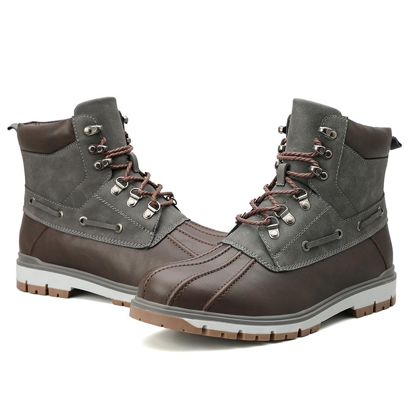 Hot Selling Latest Designs Products Shoes British Style Men Boot Fashion Footwear PU Leather With Plush Shoe Men's Snow Boots