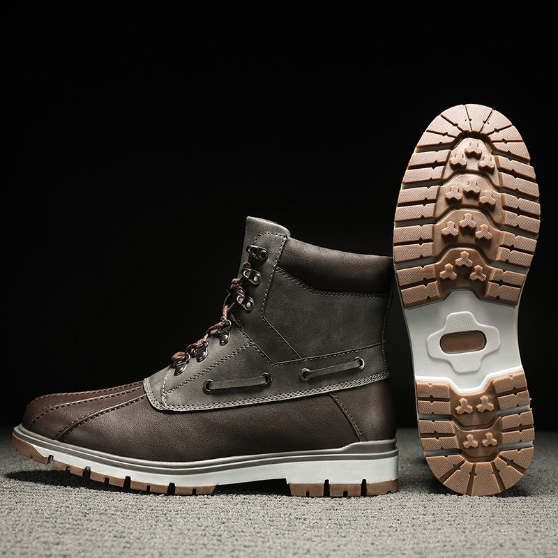 Hot Selling Latest Designs Products Shoes British Style Men Boot Fashion Footwear PU Leather With Plush Shoe Men's Snow Boots