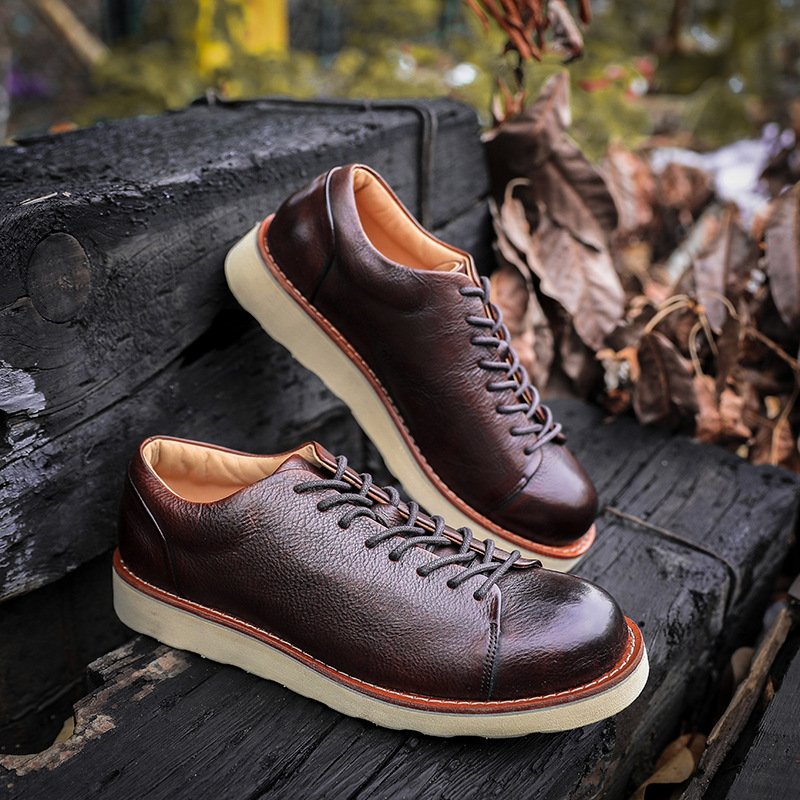 Fashionable New Style Genuine Leather Men'S Martin Boots Work Attire Vintage Shoes Leather Shoes For Men