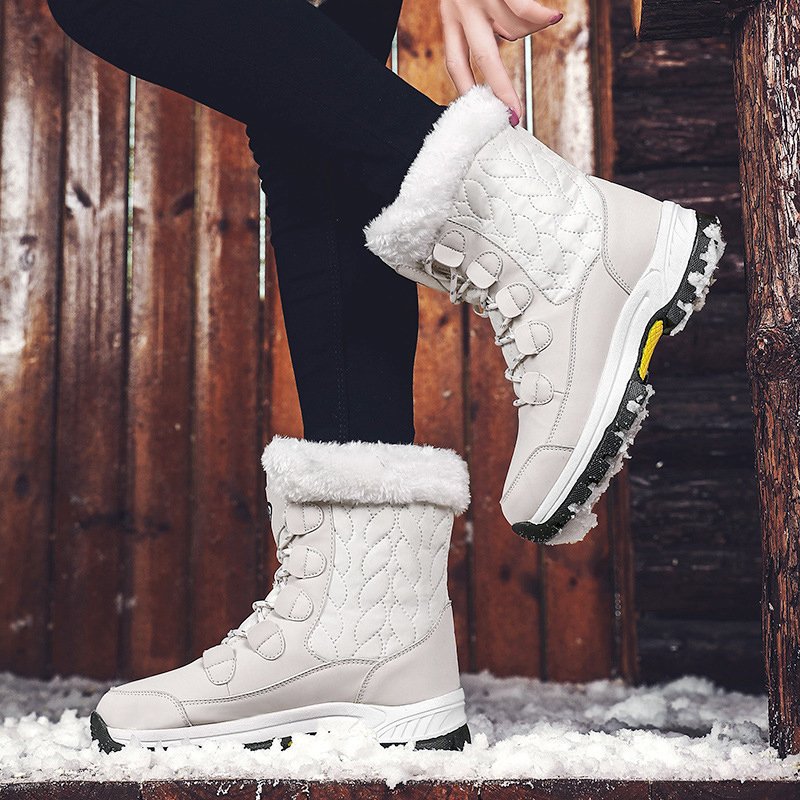 Winter large size all-match high-top cotton shoes waterproof snow women plus velvet thickened womens snow boots
