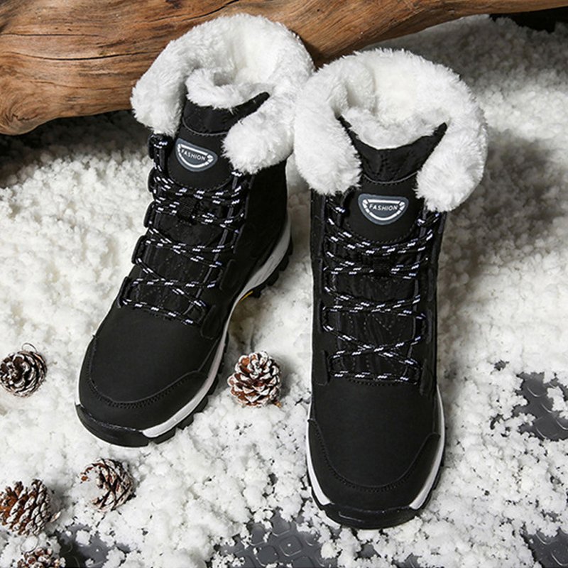 Winter large size all-match high-top cotton shoes waterproof snow women plus velvet thickened womens snow boots