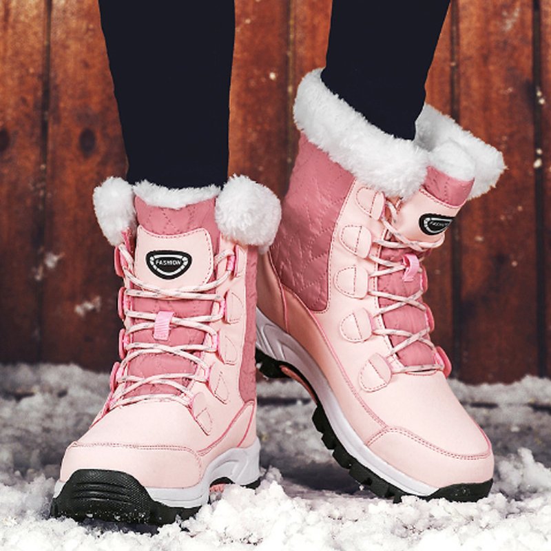 Winter large size all-match high-top cotton shoes waterproof snow women plus velvet thickened womens snow boots