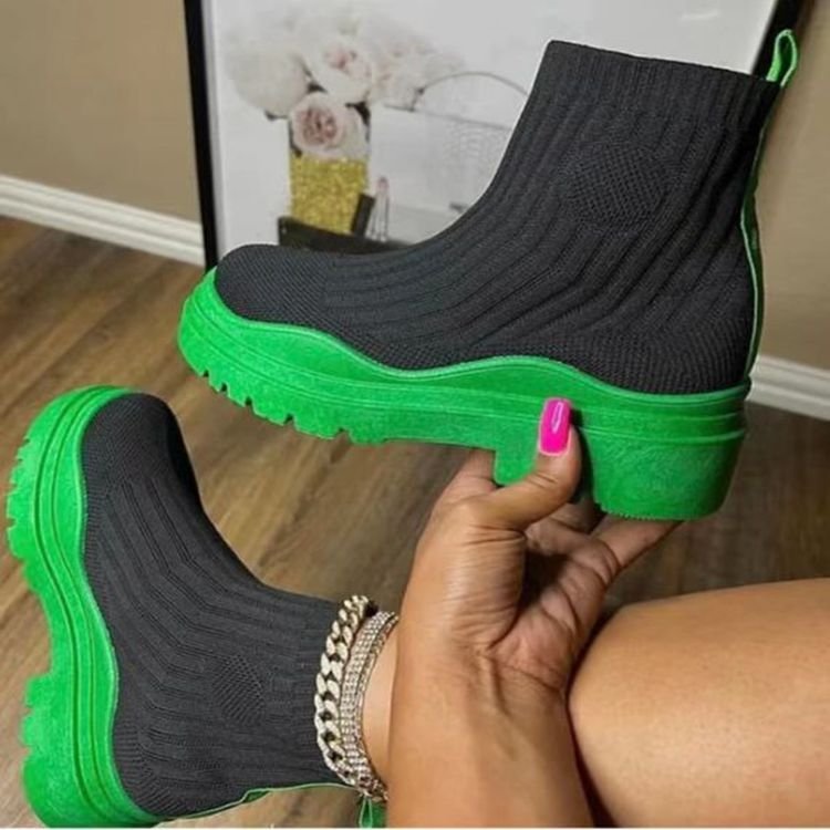 2022 fall and winter lady boots Candy colors fashion Women Plain Short knit woman winter boots