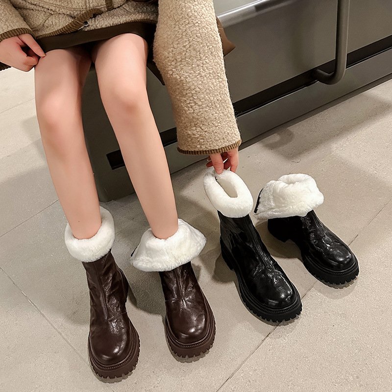 Fashionable High Quality leather boots women platform boots winter designer shoes women famous brands boots 2022