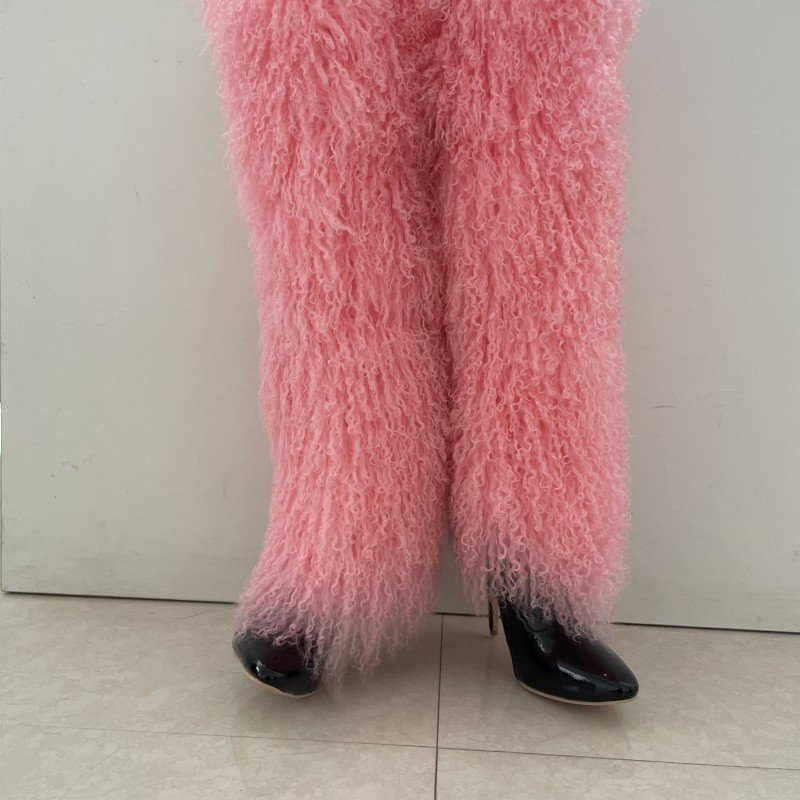 Hot Selling Customized Color Thigh -high Boots Wholesale warmful Real Mongolian Fur Boots for women