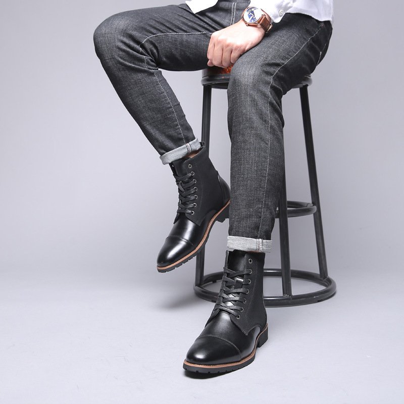 Fashion style leather men's boots comfort pigskin cushions handmade quality Shoes boots breath chukka boots for men