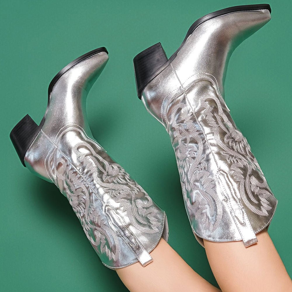 BUSY GIRL MZX3001 cowgirl boots women 15 colors classic embroidery widen calf knee high block heels ladies shoes cowboy boots