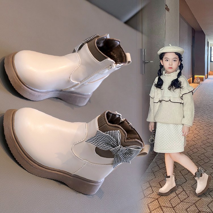 Wholesale fashionable side zipper platform sole girls' shoes soft and comfortable mid-calf Martin boots for kids