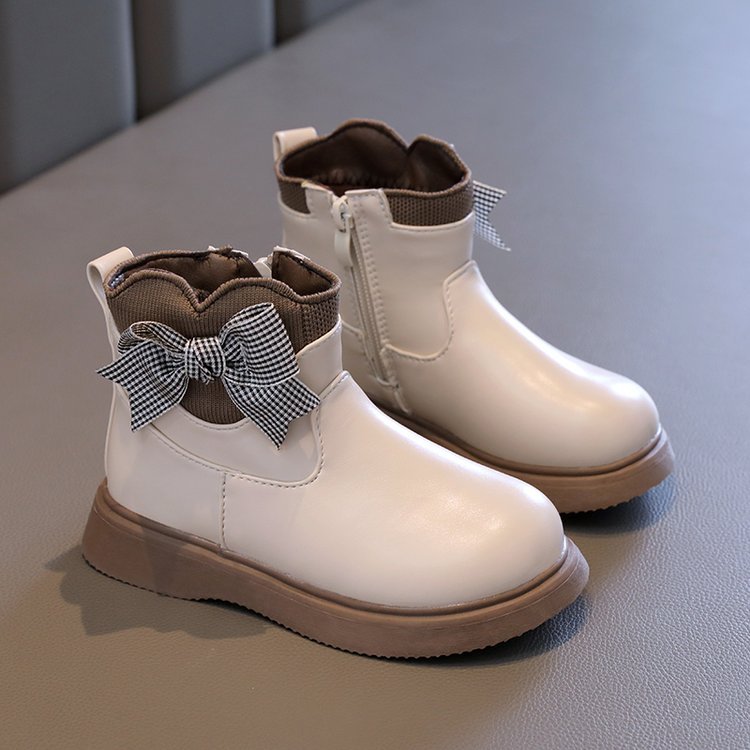 Wholesale fashionable side zipper platform sole girls' shoes soft and comfortable mid-calf Martin boots for kids