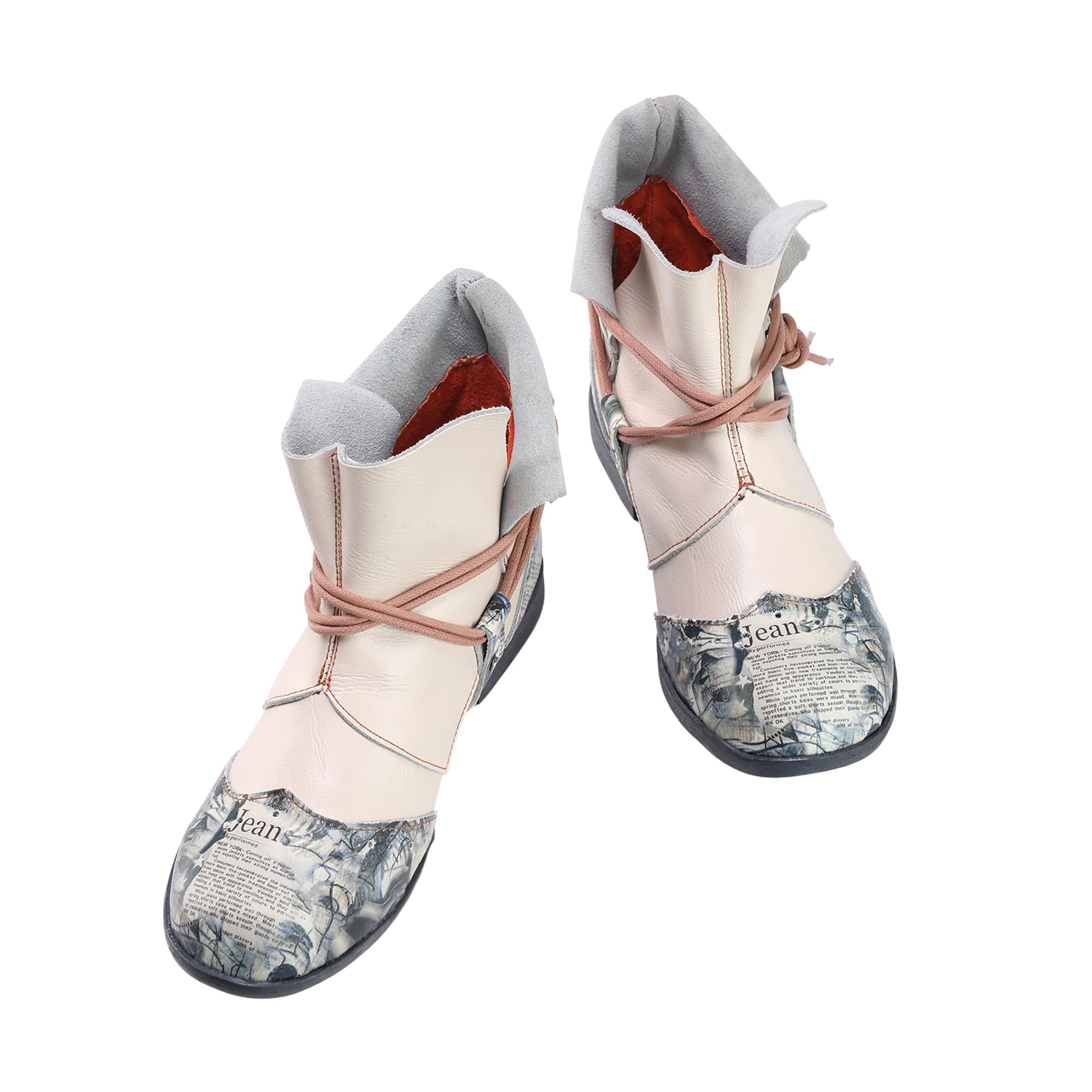 Women Leather Splice Slip-on Fashion Comfortable Casual Sneaker Ankle Boots