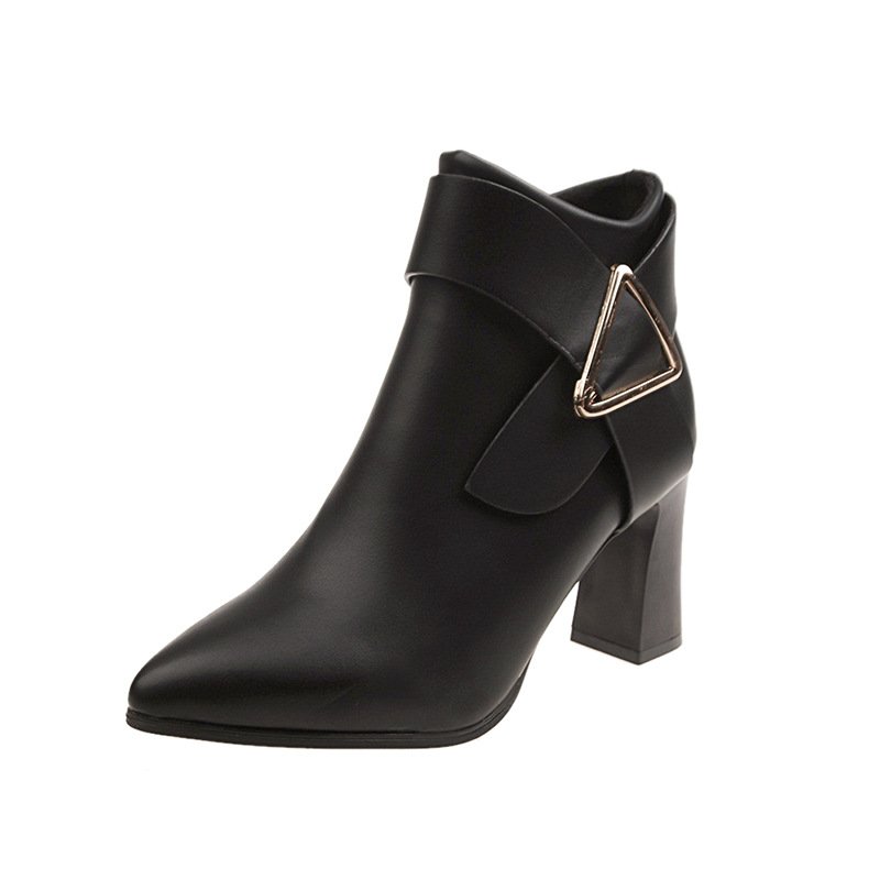 New high-heeled short boots in autumn and winter women's thick heel pointed toe thin short ankle boots women's style