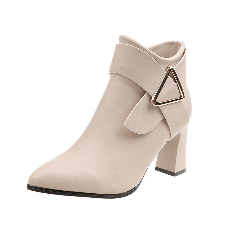 New high-heeled short boots in autumn and winter women's thick heel pointed toe thin short ankle boots women's style