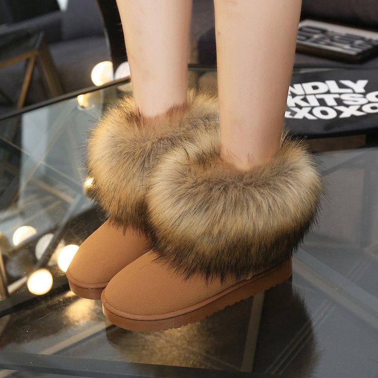 Boots Womens Shoes Ladies Fluffy Fur Footwear Fancy Flat 2022 Winter Snow Boot Furry Boots For Women
