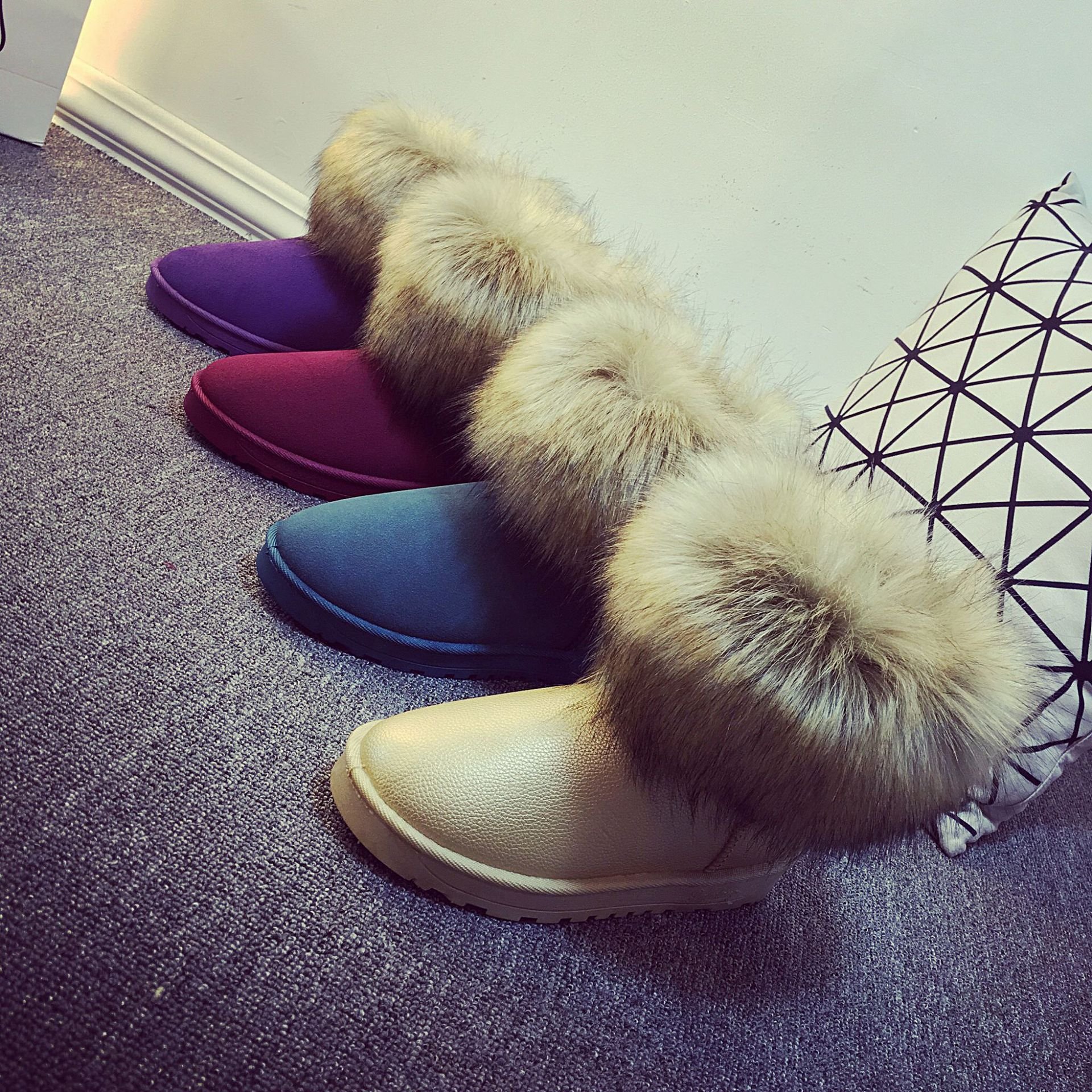 Boots Womens Shoes Ladies Fluffy Fur Footwear Fancy Flat 2022 Winter Snow Boot Furry Boots For Women
