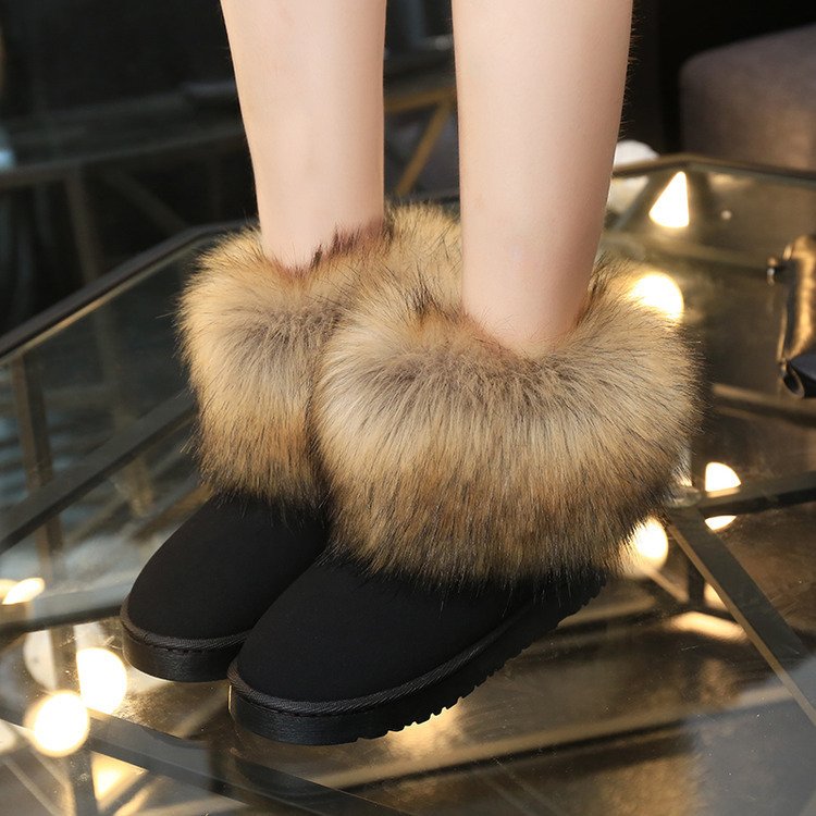 Boots Womens Shoes Ladies Fluffy Fur Footwear Fancy Flat 2022 Winter Snow Boot Furry Boots For Women