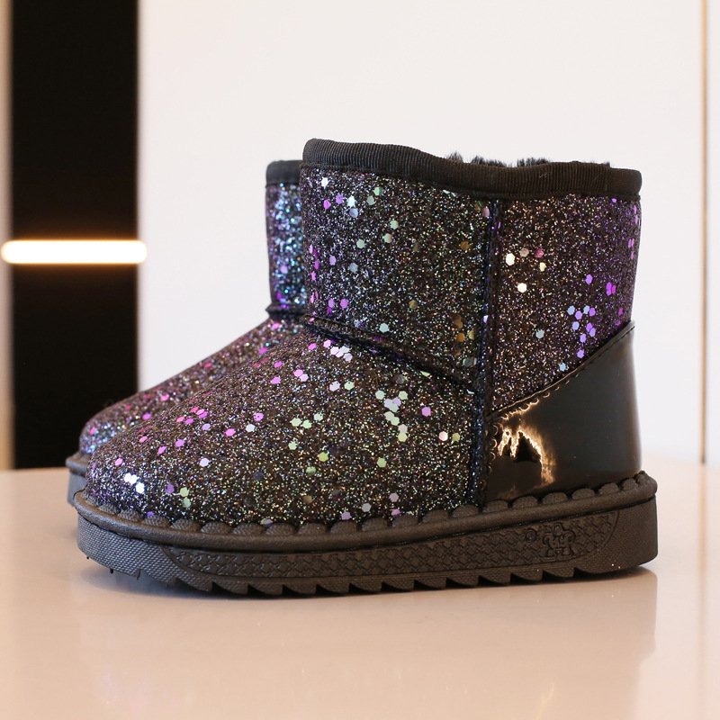 New Fashion Cute Kids Girls Bling Shine Snow Boots Baby Girl Popular Ankle Boots Children Non Slip Comfortable Warm Boots