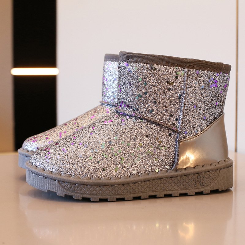 New Fashion Cute Kids Girls Bling Shine Snow Boots Baby Girl Popular Ankle Boots Children Non Slip Comfortable Warm Boots