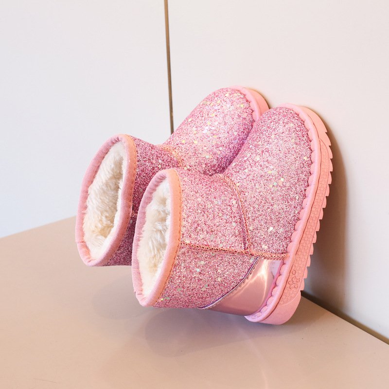 New Fashion Cute Kids Girls Bling Shine Snow Boots Baby Girl Popular Ankle Boots Children Non Slip Comfortable Warm Boots
