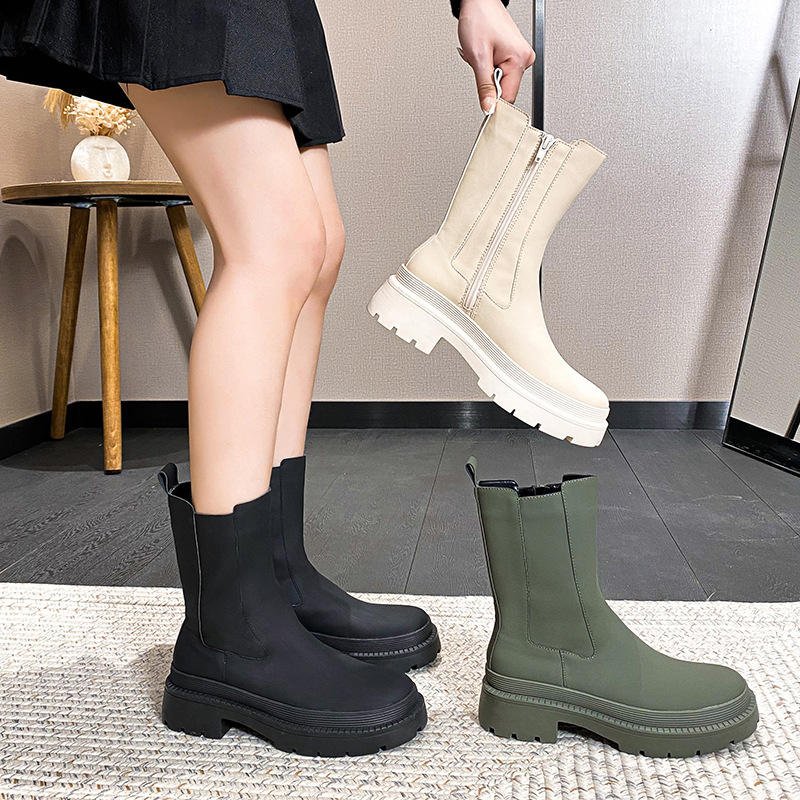 Hot Sales Women Chunky Boots Microfiber Ankle Designer Platform Boots For Ladies