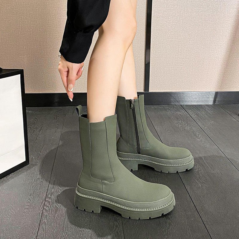 Hot Sales Women Chunky Boots Microfiber Ankle Designer Platform Boots For Ladies