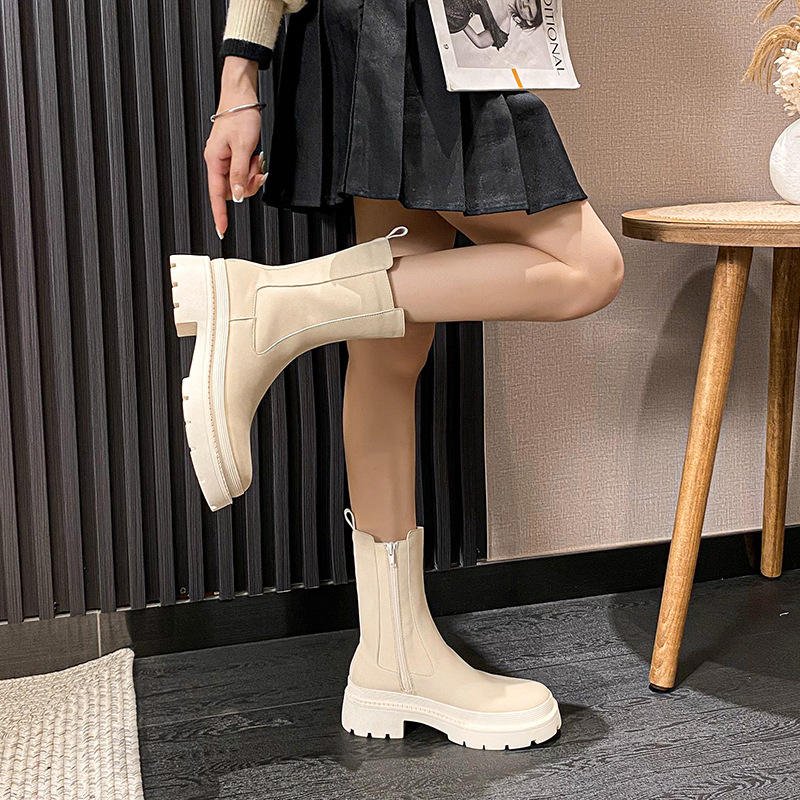 Hot Sales Women Chunky Boots Microfiber Ankle Designer Platform Boots For Ladies