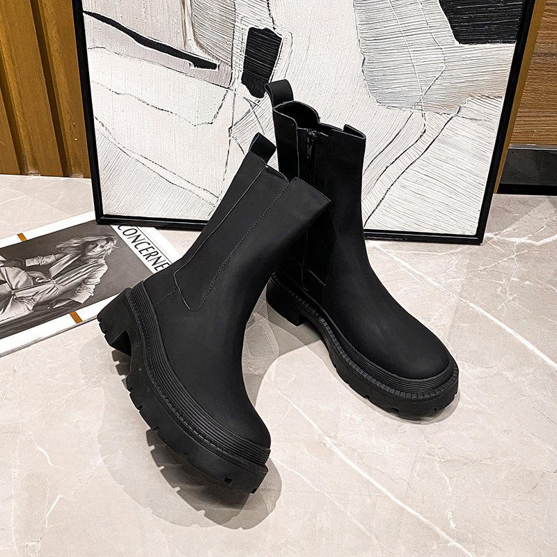 Hot Sales Women Chunky Boots Microfiber Ankle Designer Platform Boots For Ladies