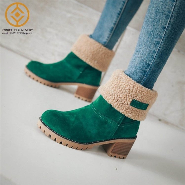 New Winter Outdoor Fur Boots Waterproof Women'S Snow Boots Thick Heel With Round Head Short Boot