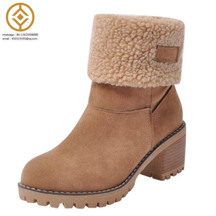 New Winter Outdoor Fur Boots Waterproof Women'S Snow Boots Thick Heel With Round Head Short Boot
