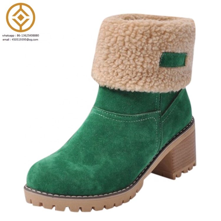 New Winter Outdoor Fur Boots Waterproof Women'S Snow Boots Thick Heel With Round Head Short Boot