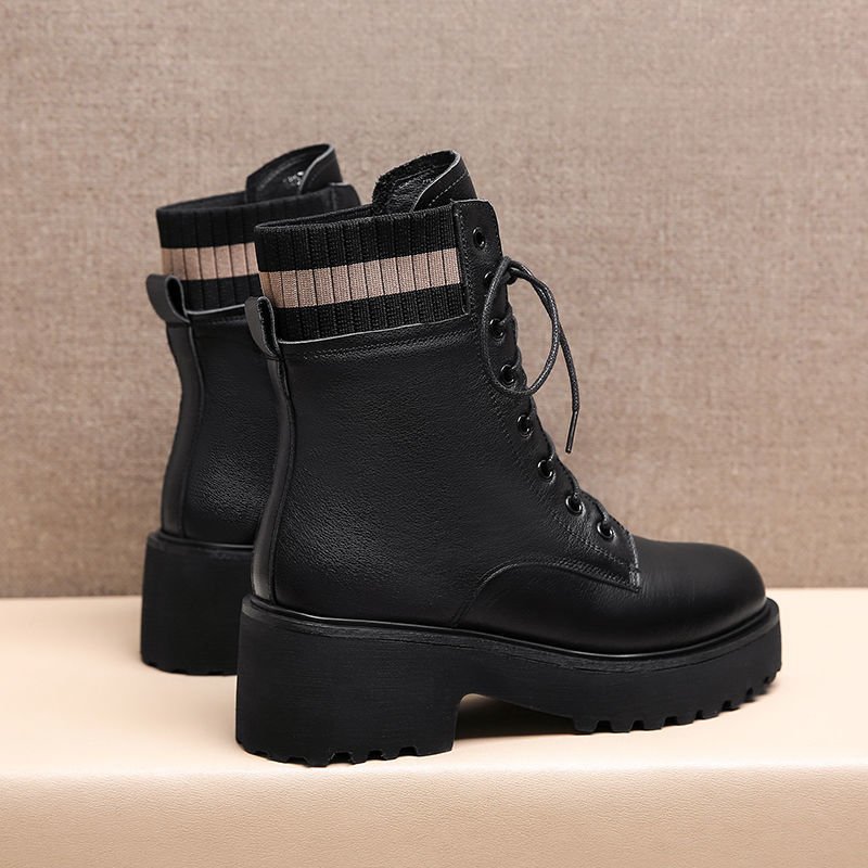 Hot Selling black Patent leather boots for women fashion warm snow boots Platform Thick Bottom Ankle Boots