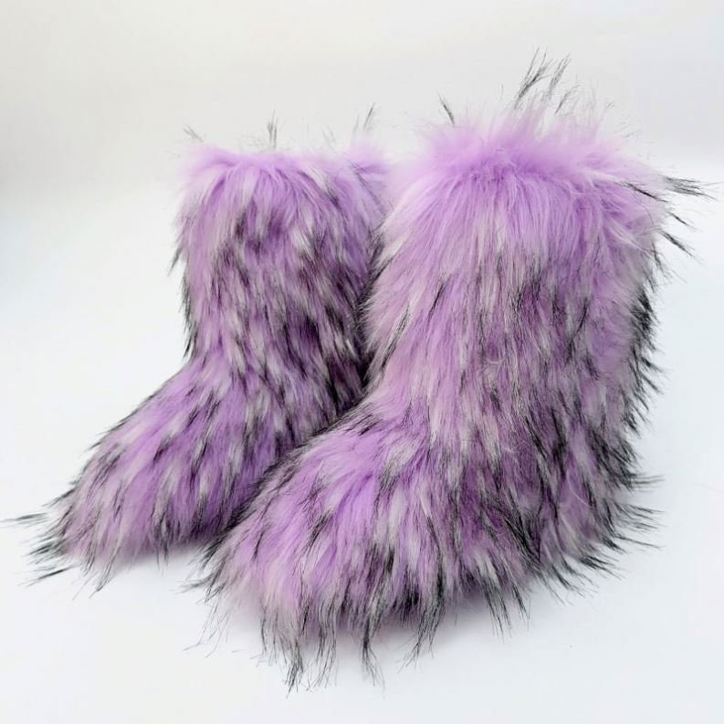 2024 new popular Women's Winter Snow Warm Fluffy Fur Large Size Mid-Calf Snow Boots
