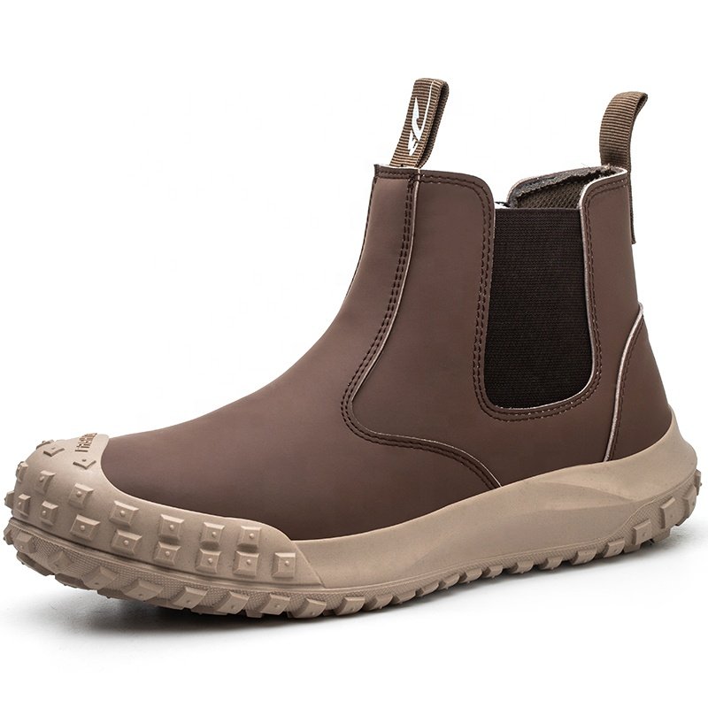 Black Wear-resistant microfiber leather anti-smashing steel toe men safety boots