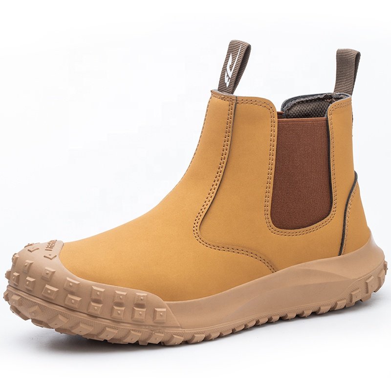 Black Wear-resistant microfiber leather anti-smashing steel toe men safety boots