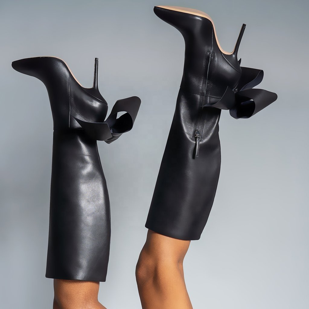 Knee high boots 2021 new design bow detail fashion trend women long boots shoes knee high boots