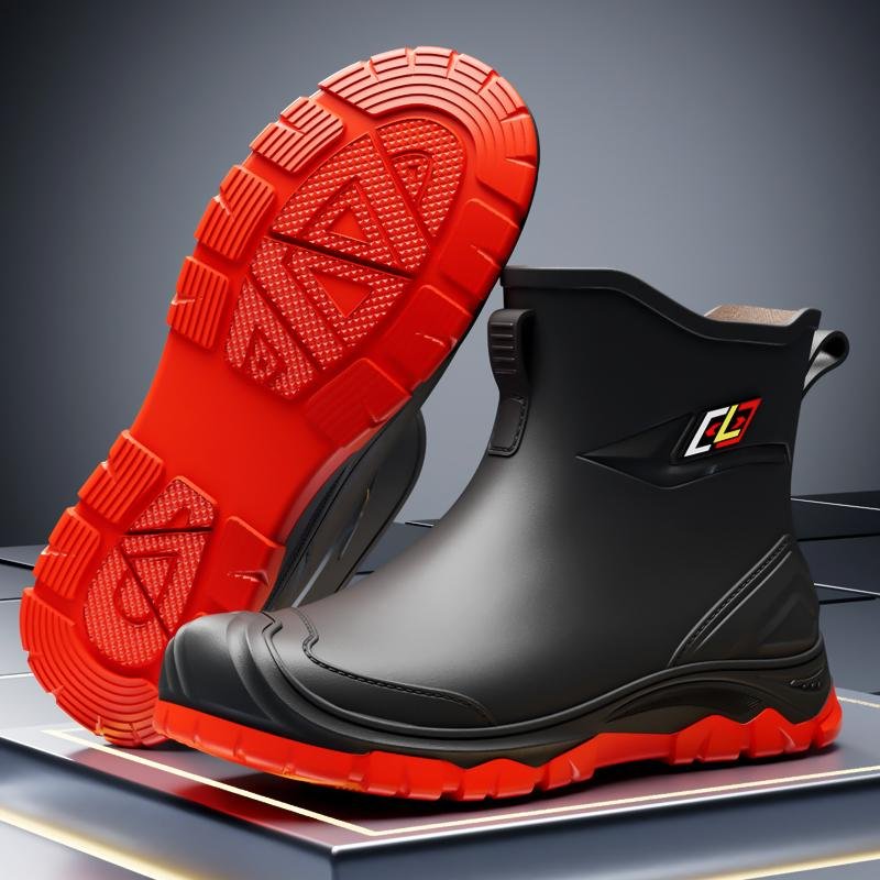 Wholesale Trendy All-Weather Waterproof Non-slip Slip-On Rubber Construction Rain Boots for Outdoor Adventures for Men