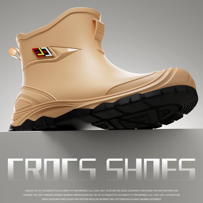 Wholesale Trendy All-Weather Waterproof Non-slip Slip-On Rubber Construction Rain Boots for Outdoor Adventures for Men