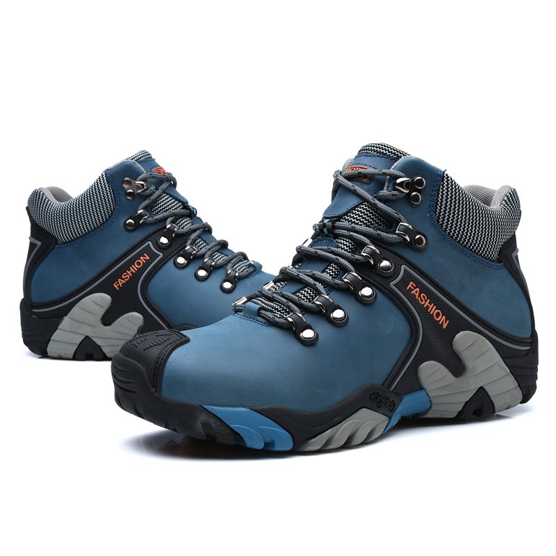 Men Hiking Shoes Fashion High Top Men's Boots High Quality Waterproof Sneakers Genuine Leather Male Hiking Boots Size 46