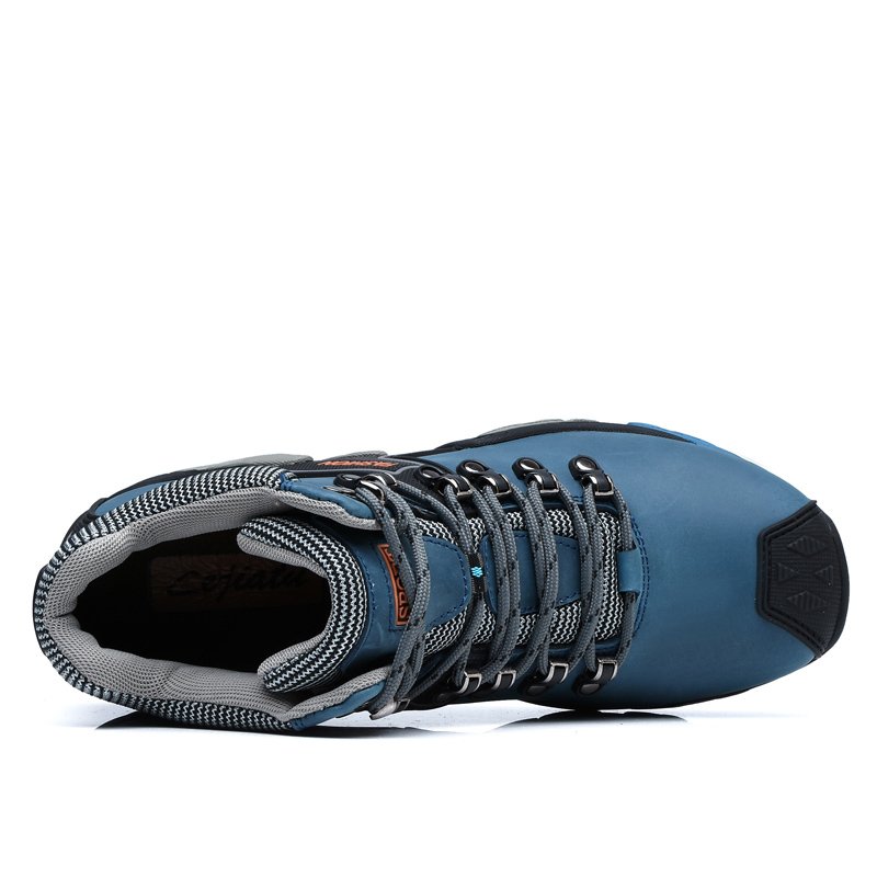 Men Hiking Shoes Fashion High Top Men's Boots High Quality Waterproof Sneakers Genuine Leather Male Hiking Boots Size 46