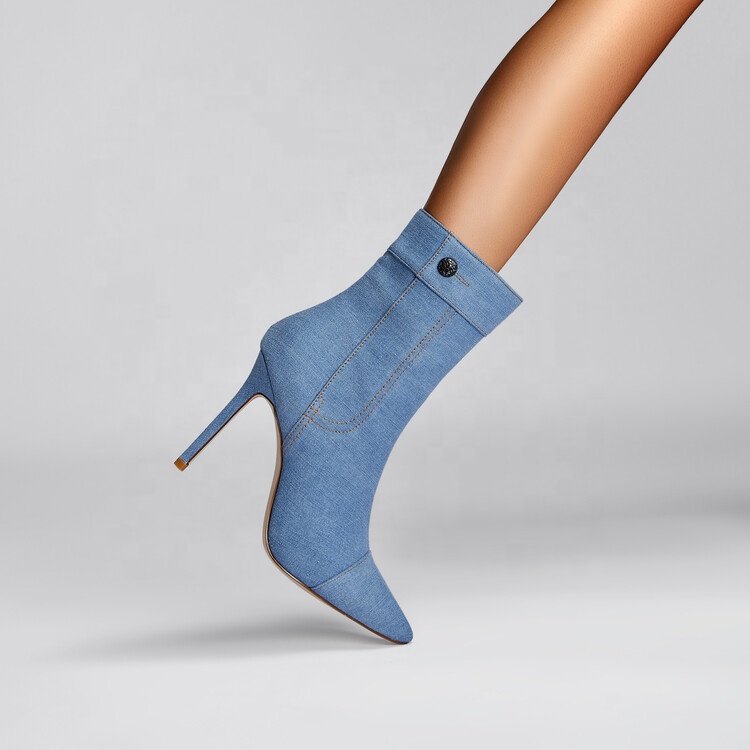 Women's Denim Ankle Boots Women's Fashion Wholesale High Quality shoes Women's Heel Fashion Short Boots